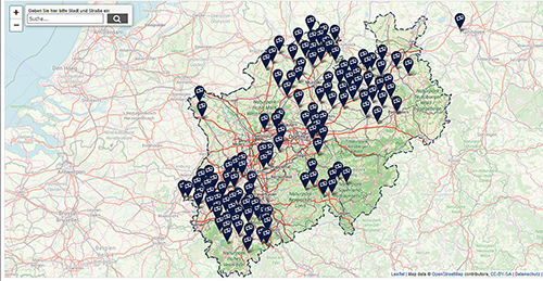 Karte von NRW mit Icons