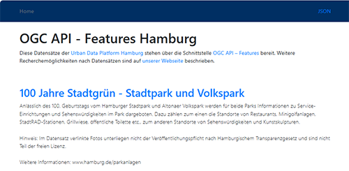 Text zu OGC API Feature Hamburg