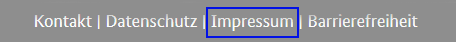 Screenshot des Footers mit blauem Rahmen um Impressum