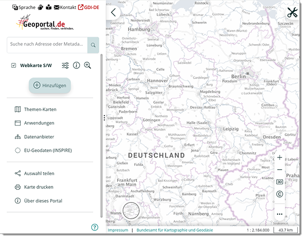 Navigationsleiste links Deutschlandkarte rechts