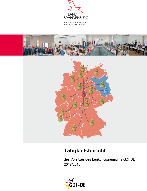 Balken mit Bildern, Deutschlandkarte, Titel und Logo