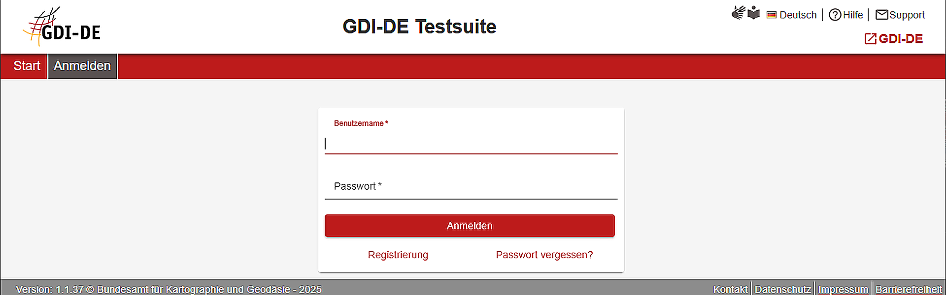 Navigationsleiste und Anmeldemaske Web