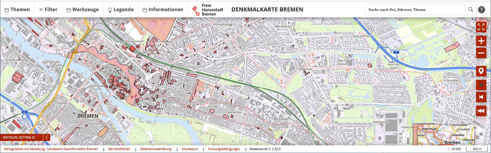 Ausschnitt Stadtplan Bremen
