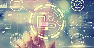 Finger klickt auf Bildschirmperson